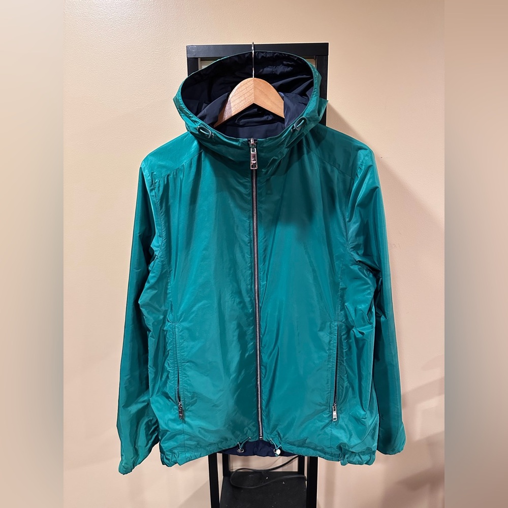 Prada Nylon Triangle Logo Reversible Navy / Green Zip Windbreaker Jacket - Picture 13 of 16